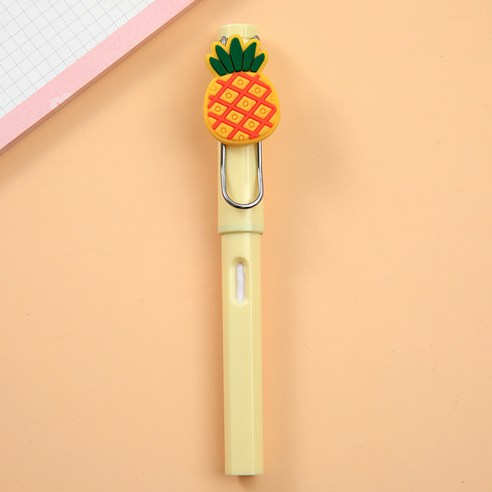 PA039 캐릭터 만년연필 지우개 무한 오래쓰는 귀요미 단체 선물 학생 학용품, 파인애플