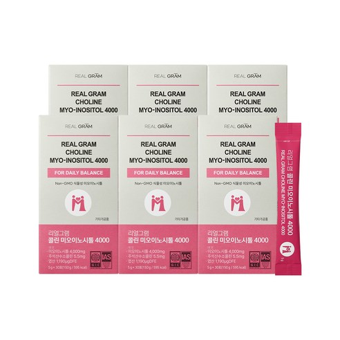 [본사직영] 리얼그램 미국산 콜린 미오이노시톨 고함량 4000mg, 6개, 150g
