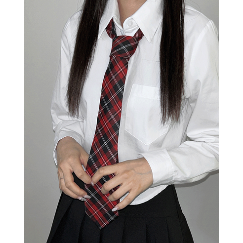 롤카 비비드 프레피 파티 스쿨룩 체크 넥타이