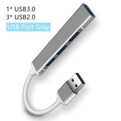 컴퓨터 USB C 허브 3.0 유형 C 멀티 포트 어댑터 노트북 노트북 및 휴대 전화용 고속 OTG USB c타입 usb허브, 회색