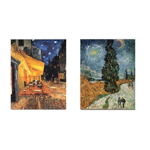 케이아트 인테리어 그림 노프레임 액자 15x20cm 2개Set, 19 고흐 별밤삼나무