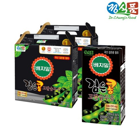 [베지밀] 검은콩 두유 고칼슘 190ml x 32팩, 베지밀 검은콩 두유 고칼슘 190ml x 32팩, 32개