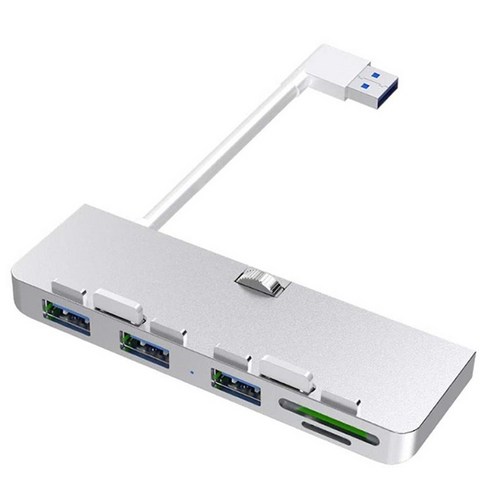 Rocketek 알루미늄 합금 USB 3.0 허브 3 포트 어댑터 스플리터 IMAC 21.5 27 Pro Slim Unibody 컴퓨터 용 SD / TF 카드 판독기, 하나, 보여진 바와 같이