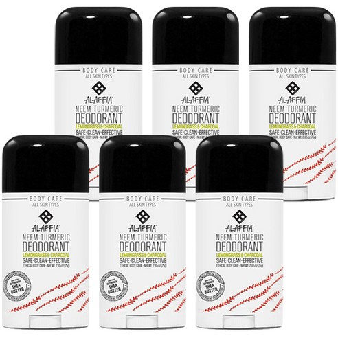 알라피아 님 터메릭 데오도란트 레몬그래스 & 차콜, 75g, 6개