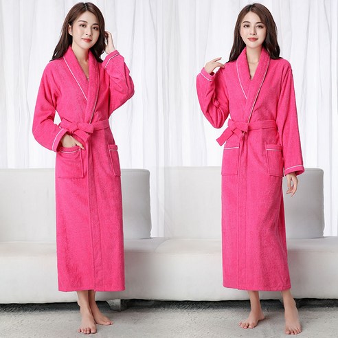 DFMEI-Y 사계절 유니버설 남성과 여성 커플 목욕 가운 목욕 물 흡수 빠른 건조 원피스, M [155-100kg], DFMEI 1932-로즈 레드