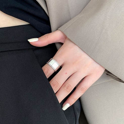 KORELAN925 순은 와이드 필름 조형 반지 빈티지 중공업 가볍고 사치스러운 거리 트렌드 반지 기질 5988J