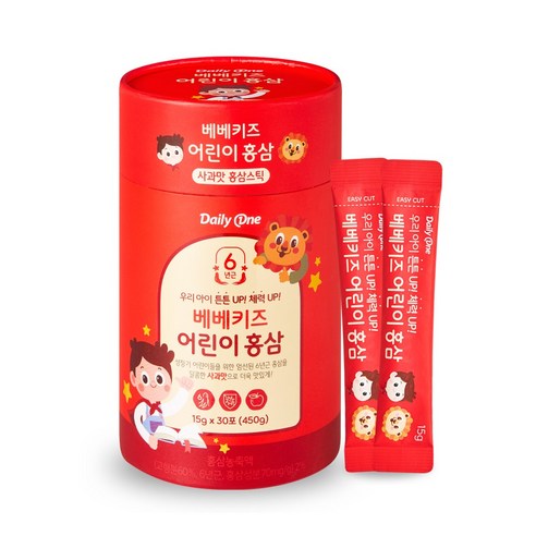 데일리원 베베키즈 어린이 홍삼 유아 아동 젤리 15g X 30포 1통, 1개, 450g