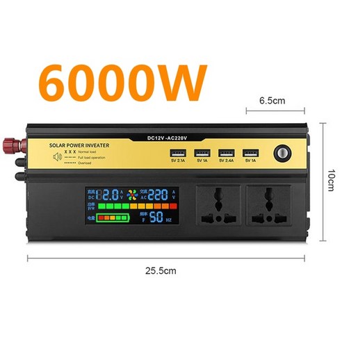다기능, 편의성 차량용멀티소켓 차량용 전원 인버터 3000-6000W DC 12 24 48V-AC 220V 변압기 USB 범용 소켓 충전기 포함 수정 사인파 인버터, 7.6000W - 12V-220V