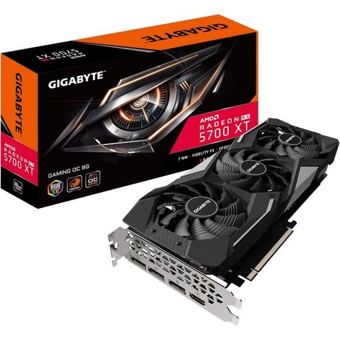 GIGABYTE 기가바이트 GvR57XT 게이밍 OC8G 라데온 Rx 5700 Xt OC 8G 그래픽 카드 PCIe 4.0 8GB 256비트 GDDR6 비디오, GV-R57XTGAMING OC-8GD