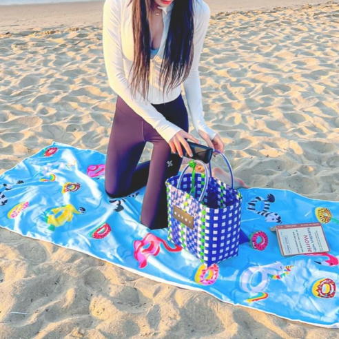 웨이비 대형 판초겸용 똑딱이 비치타올 2개세트, 튜브 2개, 2개