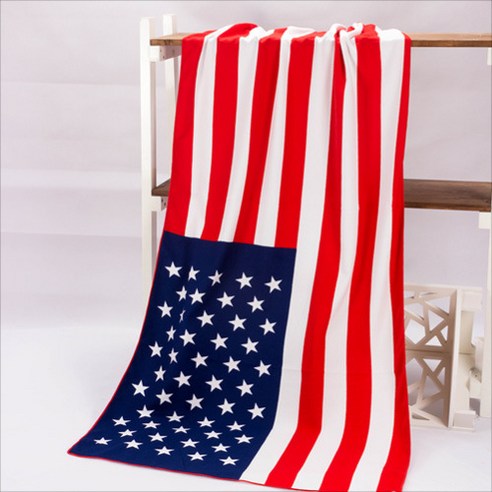 초세섬유 활성 프린트 비치 목욕수건유로 달러 프린트, 미국 국기, 단일 OPP 봉지