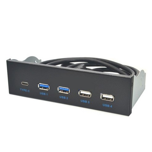 AFBEST 5.25인치 Usb3.1 Gen2 전면 패널 USB 허브 2포트 Usb3.0+2 포트 Usb2.0+1 Type-C(Type-E 커넥터 포함), 1개, 검은 색