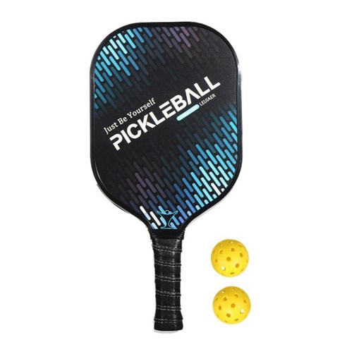 Pickleball 패들 2 공 PU 그립 탄소 섬유 얼굴 초보자 체육관을위한 휴대용 라켓, 줄무늬