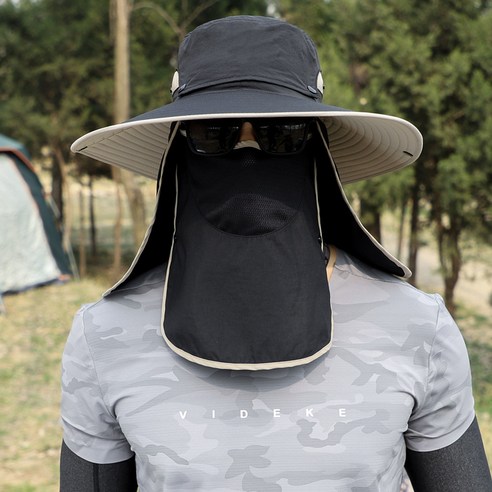 DFMEI 선캡 남성 낚시 모자 여름 벙거지 모자 야외 등산 썬캡으로 얼굴을 가립니다넥워머 선캡이요, DFMEI 블랙 [이동식 모자 탑]