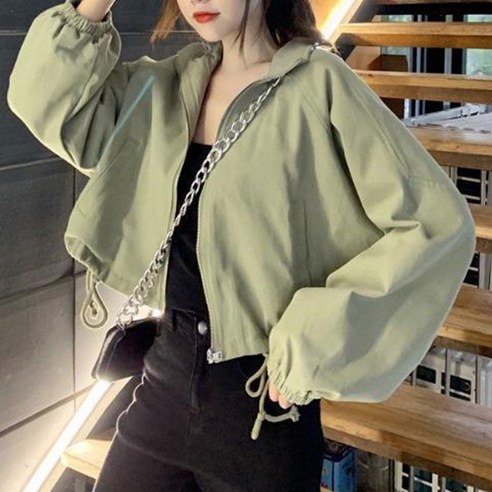 라페나 여성 크롭 숏 야상 자켓 바람막이