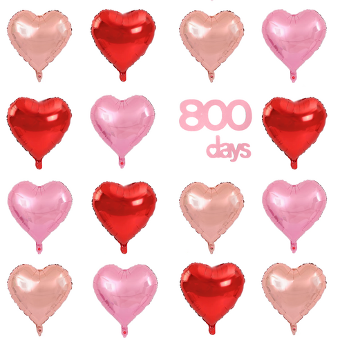 파파 파티 하트 풍선 세트 기념일 생일 포토월 DIY, 1세트, 레드6/핑크6/로즈골드6 + 800days