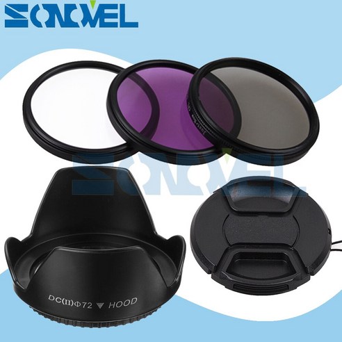 72mm uv cpl fld 렌즈 필터 키트 + 렌즈 캡 + 꽃 렌즈 후드 소니 a7 a7ii a7r a7s a7rii a7sii a9 fe 24 240mm/70 200mm f, 1개, 단일