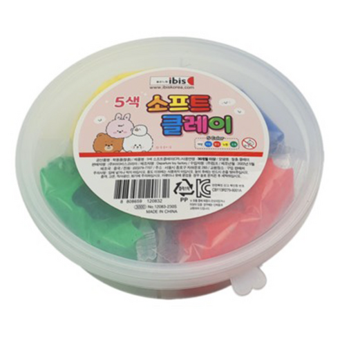 아이비스 5색 소프트클레이 CR 12083, 12개, 혼합색상