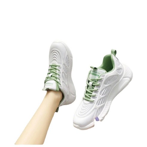 ANKRIC 여성운동화 운동화 캐주얼 신발 두꺼운 바닥 봄과 여름 통기성 흰색