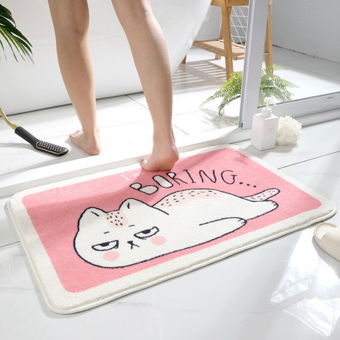 Linzheng만화 카펫 흡수 매트 화장실 가정용 발닦이 모조 캐시미어 카펫 욕실 미끄럼 방지 매트, 40*60cm(캐시미어), 게으름뱅이