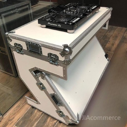 DJ 테이블 믹싱 컨트롤러 오디오 파티 클럽 콘솔 부스, 블랙 패널 + 실버 밑단