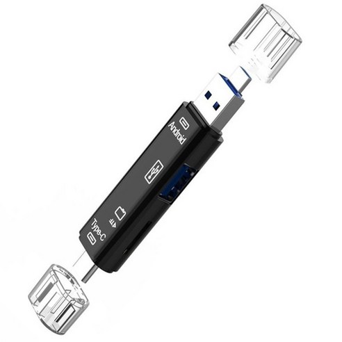 5 in 1 다기능 USB 3.0 C 타입 USB 마이크로 USB SD TF 메모리 카드 리더기 안드로이드 아이폰 컴퓨터 도, 02 Black, Black 아이폰sd카드리더기