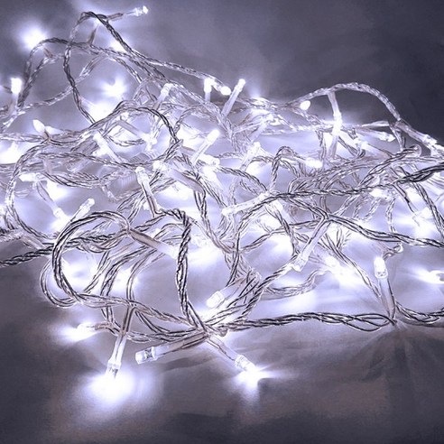 선세이브 LED 은하수 100구 검정선/투명선 단품 (크리스마스 트리전구), 투명선, 하얀색