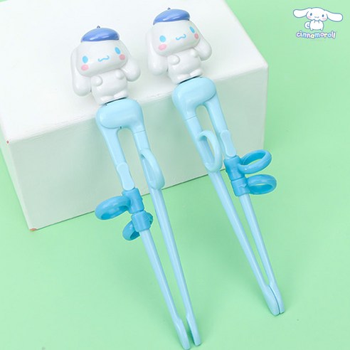 시나모롤 맥스젓가락1단계 오른손 여아 교정젓가락, 블루, 2개