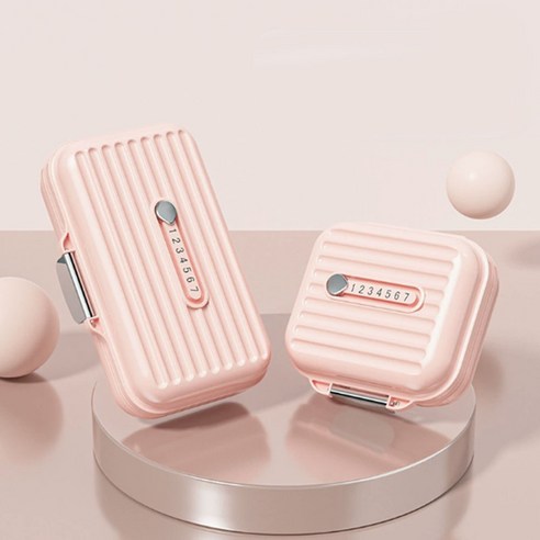 나인밸리 여행용 휴대용 일주일 칸막이가 있는 알약케이스 대소 혼합, 2개, 코랄핑크