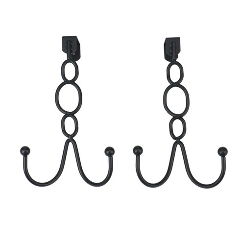 Retemporel 도어 후크에 2 팩 타월에 블랙 후크 타월 옷 모자를 걸기위한 더블 헤비 듀티, 1개, 검은 색