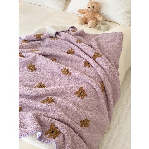 smy곰 만화 담요 두꺼운 겨울 싱글 담요 에어컨 담요 소파 담요 따뜻한 침대 매트리스, smy전체, 65*120Cm