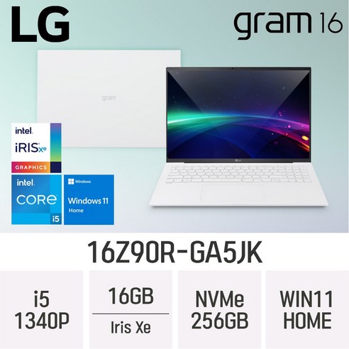 LG전자 그램16 16Z90R-GA5JK, WIN11 Home, 16GB, 256GB, W