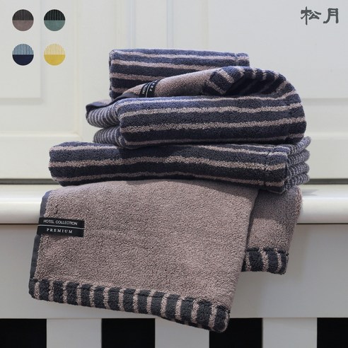 송월타올 스트라이프 줄무늬 수건 220g 570GSM, 5개, 스카이블루