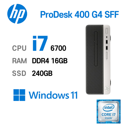 미니PC  HP 중고컴퓨터 ProDesk 400 G4 SFF 인텔 core-i7 사무용컴퓨터, i7-6700, 16GB+240GB