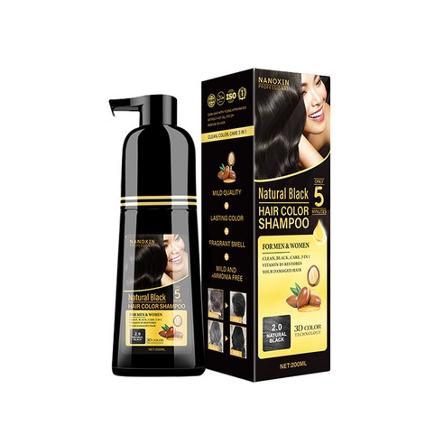 나녹신 쉽고 빠른 새치전용 염색샴푸 내츄럴 블랙, 1개, 200ml