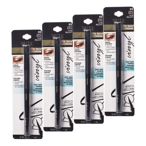 밀라니 아이 테크 익스트림 비닐 리퀴드 아이라이너 1ml, Shiny Black, 4개