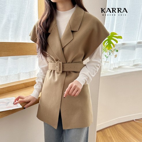 카라 리스티드 숄더 베스트 자켓과 벨트 SET_A3F0727 리스트블라우스 카라 리스티드 숄더 베스트 자켓과 벨트 SET_A3F0727 리스트블라우스