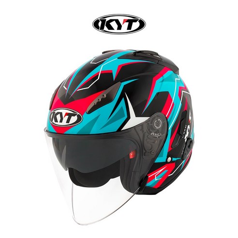 KYT 헬멧 갤럭시 플랫 R 웨이브 블랙/블루, 완벽한 스쿠터 헬멧 kyt헬멧
