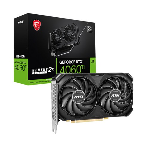 MSI 지포스 RTX 4060 Ti 벤투스 2X 블랙 OC D6 8GB, 단품