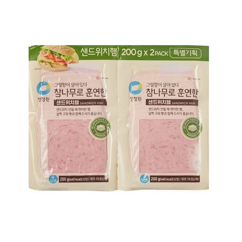 청정원 참나무 훈연 샌드위치햄 200Gx2입 1개, 선택1  - 보냉백