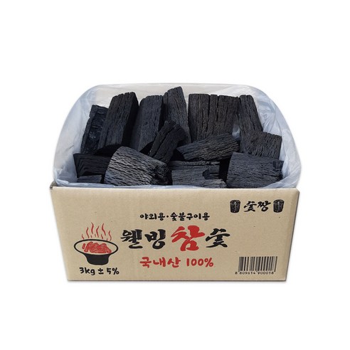 참나무 고기 바베큐 숯 구이용 국내산 진천 참숯, 3kg, 3000g