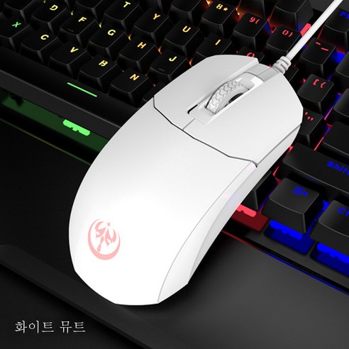 DFMEI 비즈니스 오피스 게임 유선 마우스 뮤트 광전 컴퓨터 노트북 액세서리, DFMEI 화이트 무음