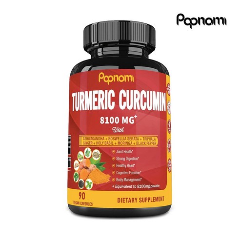 미국 고함량 강황 커큐민 90캡슐 (3개월분) / papnami Turmeric Curcumin Extract 8100mg 90 Caps