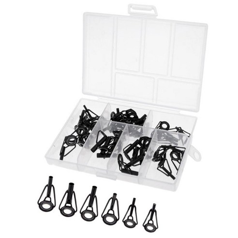 40PC 8 크기 강철 낚싯대 폴 가이드 팁 탑 반지 눈 수리 키트 블랙, {"사이즈":"11.5x8.3x2.1cm"}, {"수건소재":"스테인리스, 세라믹"}