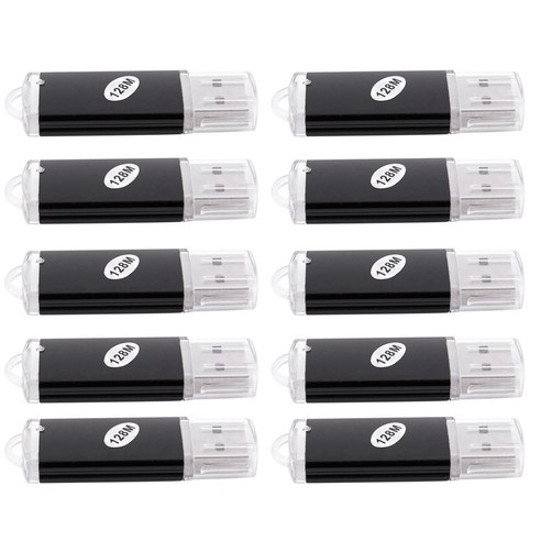 10 x USB 메모리 2.0 메모리 스틱 플래시 드라이브 128MB 선물, 하나, 검정