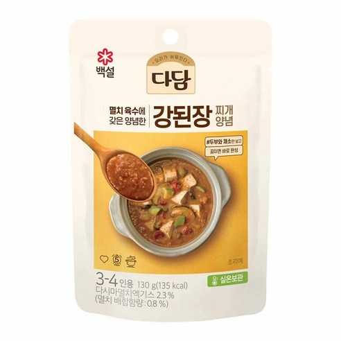 CJ 집밥 다담 강된장찌개양념 130g 엄마밥 가족 홈파티 생일 별미 자취 야식 술안주, 1개