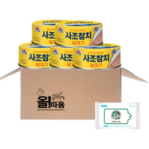 사조 살코기 안심따개 150g 5입+올따옴티슈 10매 1개, 1세트