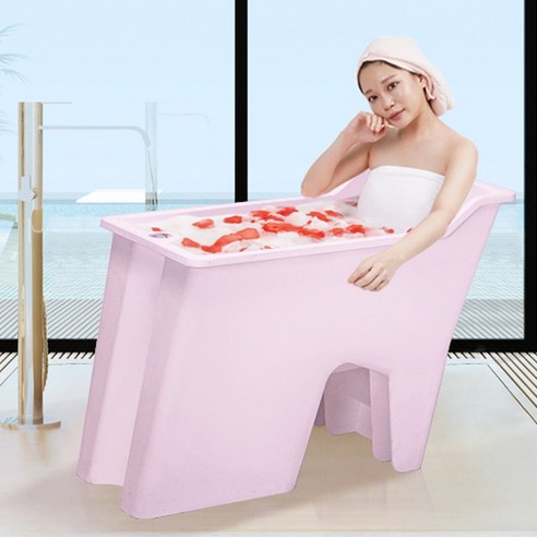 벨리바스 프리미엄 반신욕조 + 덮개, 핑크, 1세트
