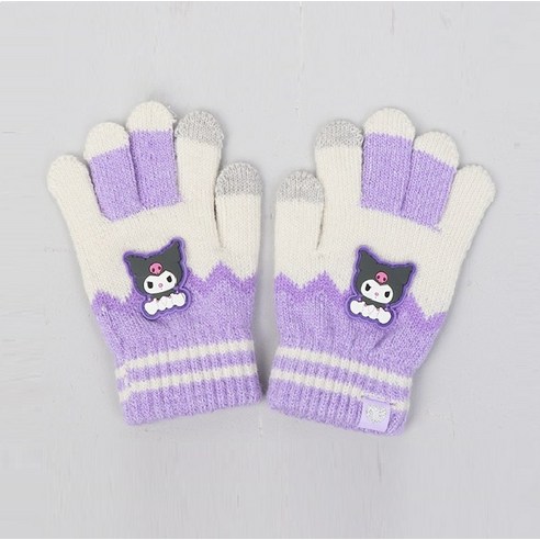 쿠로미 지그재그 포인트 니트 장갑 산리오 아동장갑