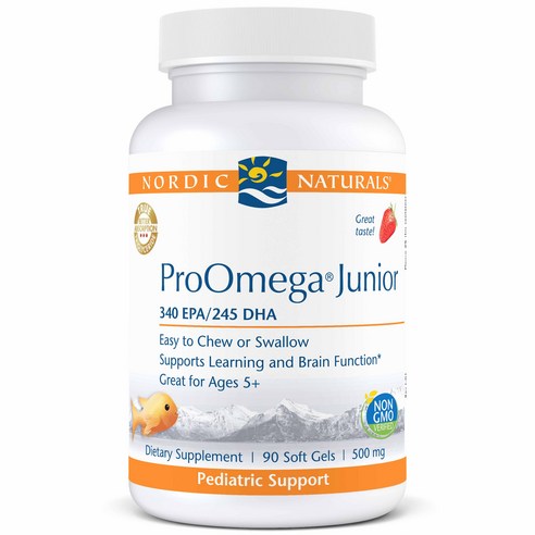 노르딕내츄럴스 프로오메가 주니어 340 EPA/245 DHA 500mg 스트로베리 소프트젤, 90정, 3개